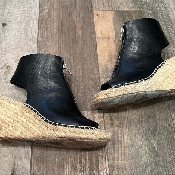 Celine Phoebe Philo Women's Espadrille Black Leather Jute Zip Wedge Heel Sz 5/35 - Picture 3 of 9